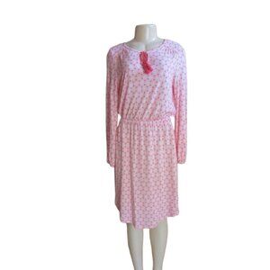 Boden Womens Pink Printed Long Sleeve Dress Size 4R Linen/Viscose Blend